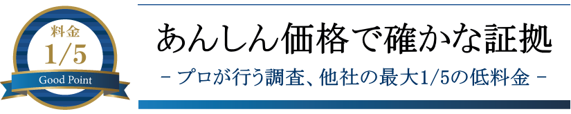 あんしん価格で確かな証拠
プロが行う調査、他社の最大1/5の低料金